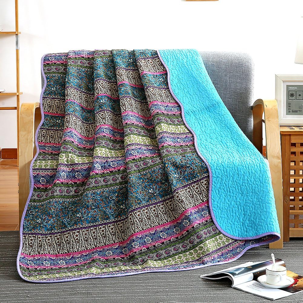 Boho Blue Throw Pillow — 78" — Ocean Blue