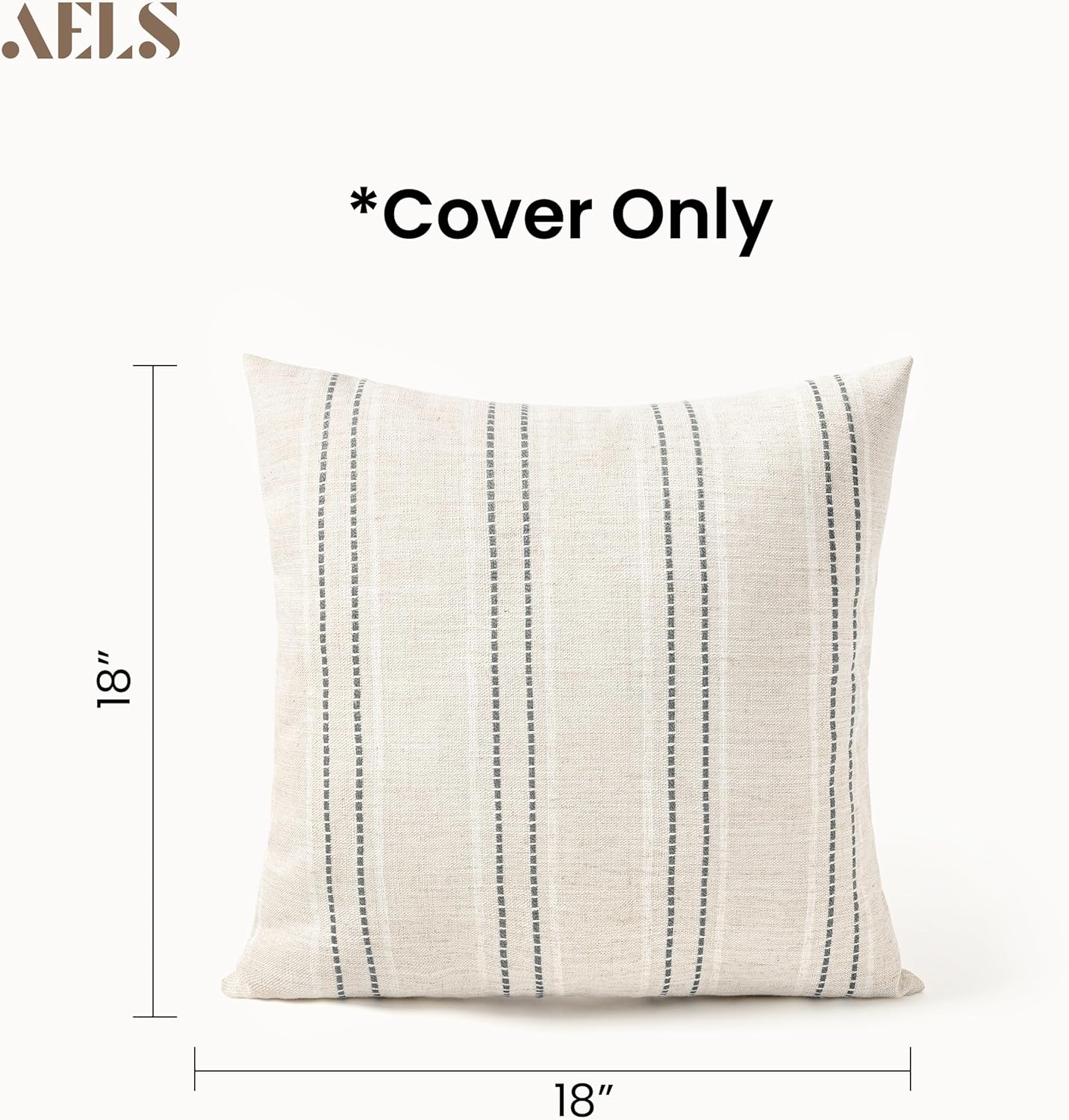 Linen Boho Fabric Throw Pillow Cover — 18" - View 2