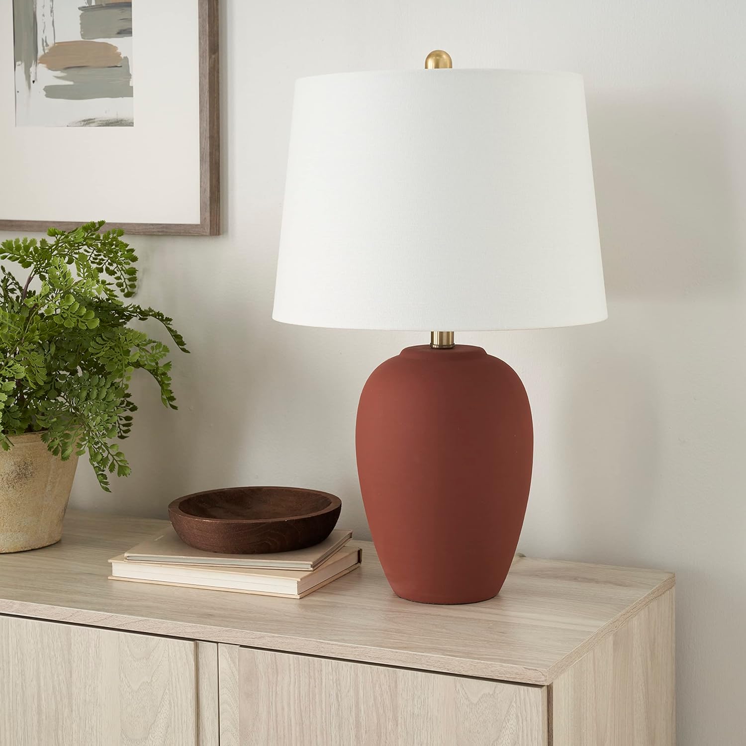 Vintage Farmhouse Beige Table Lamp — 23" — 1 Lamp - Drum Shade