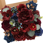 Beige Artificial Flowers — Burgundy Navy