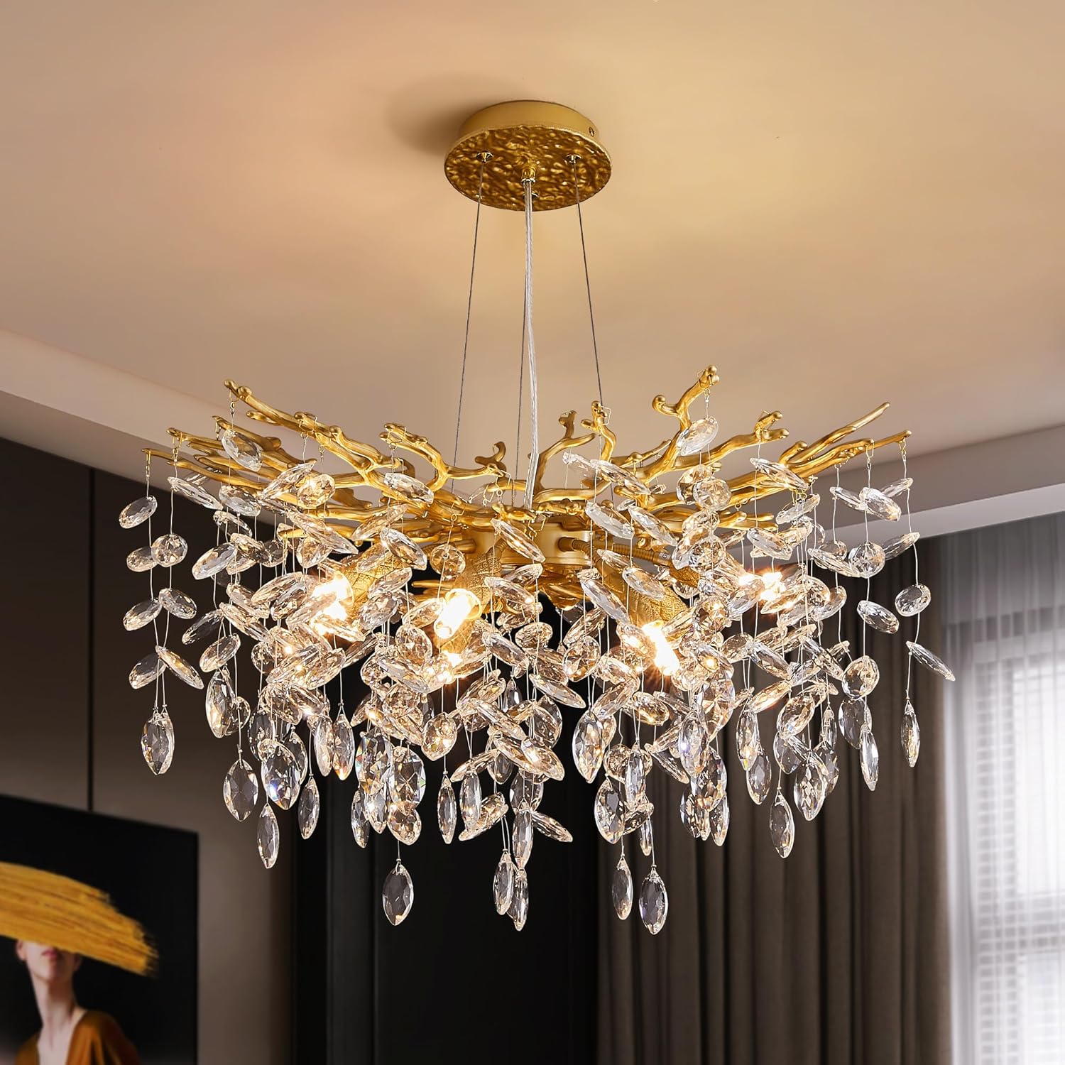 Round Luxe Black Chandelier — 6-Light — 24" Round