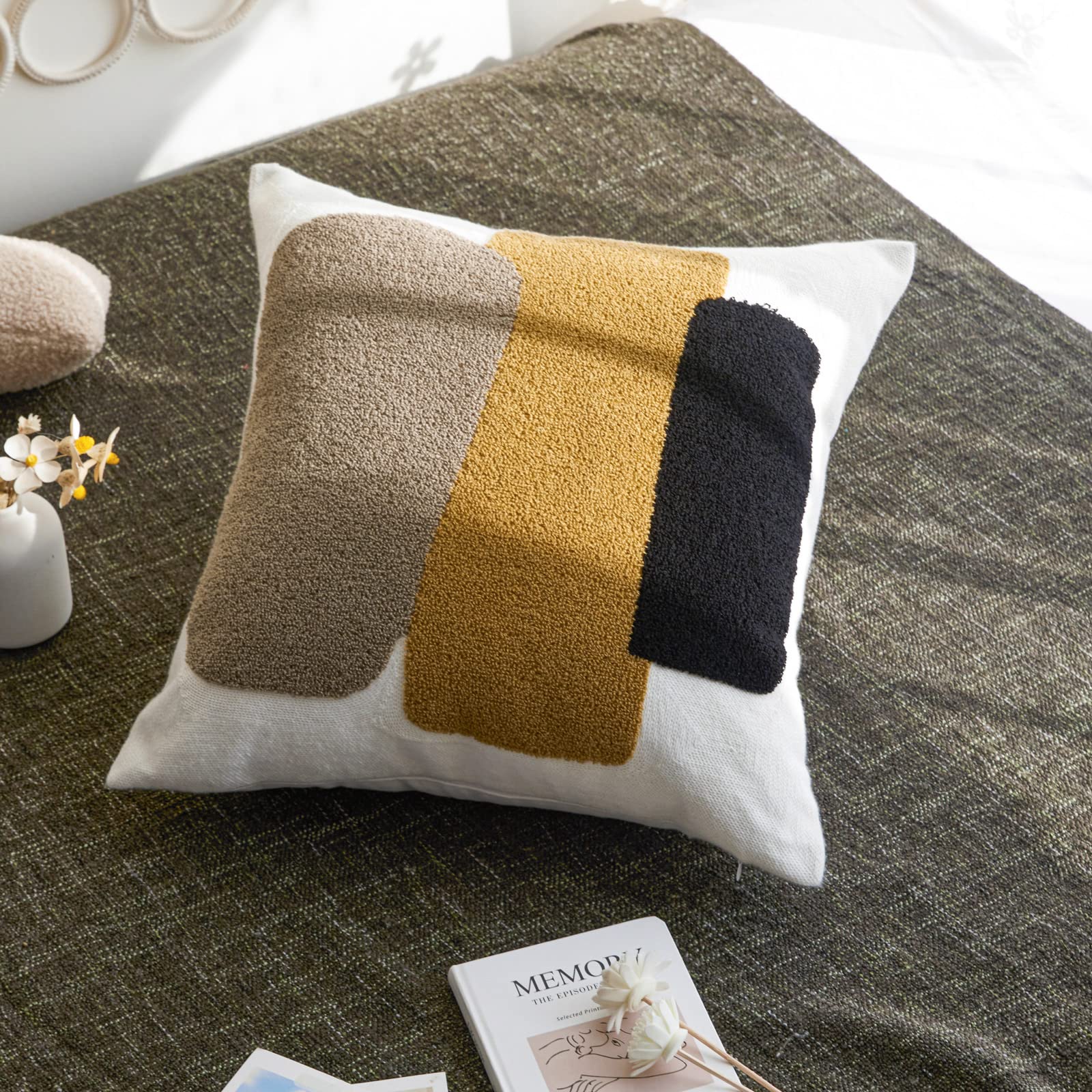Vintage Boho Black Throw Pillow Cover — 18x18