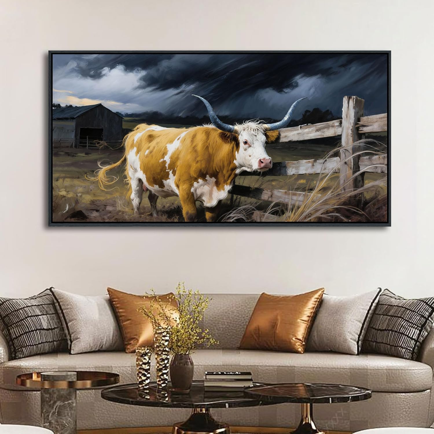 Framed Modern Black Canvas Wall Art — 48" — 48"L x 24"W