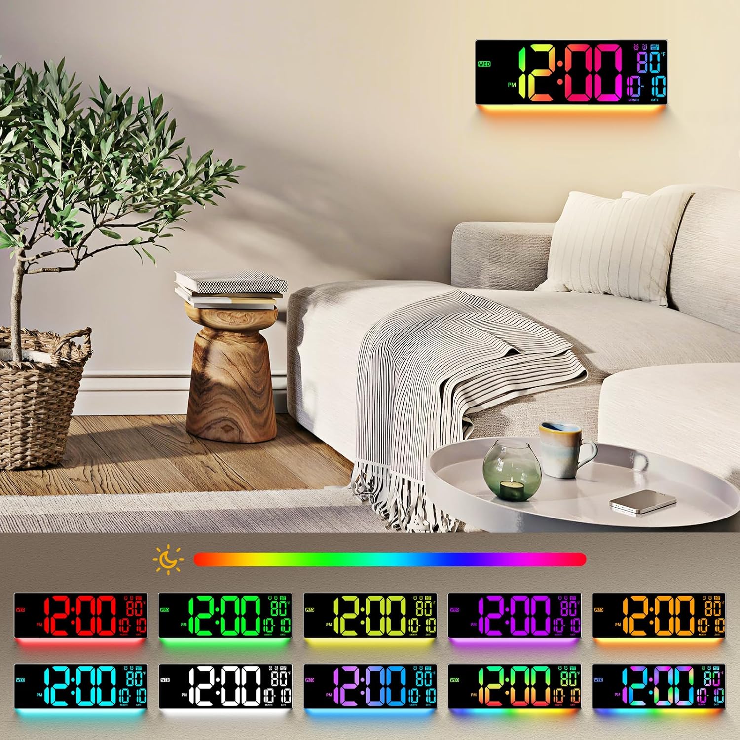 RGB Beige Wall Clock — 16.5" - View 2