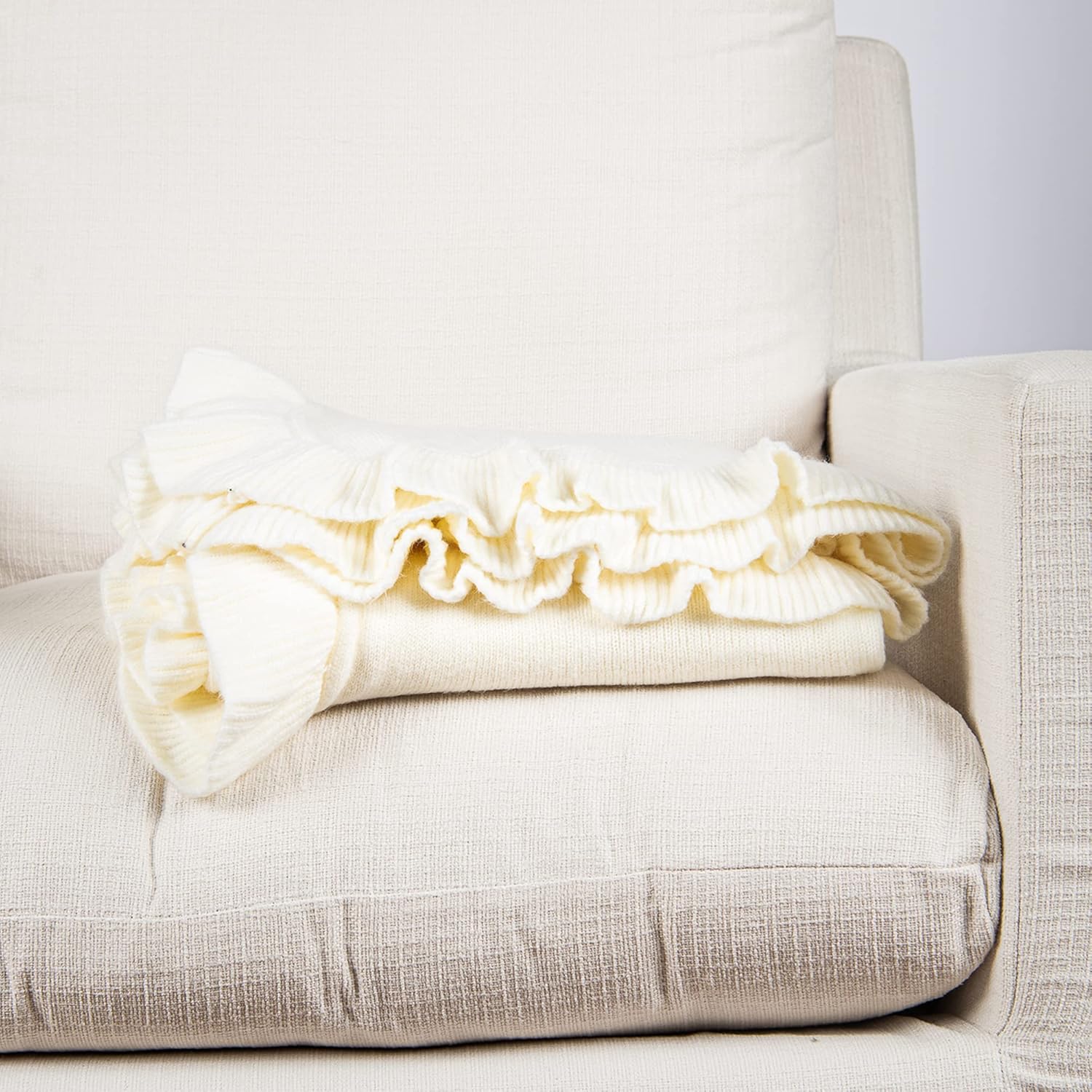 Knit Blue Throw Pillow — 50" — R_ivory