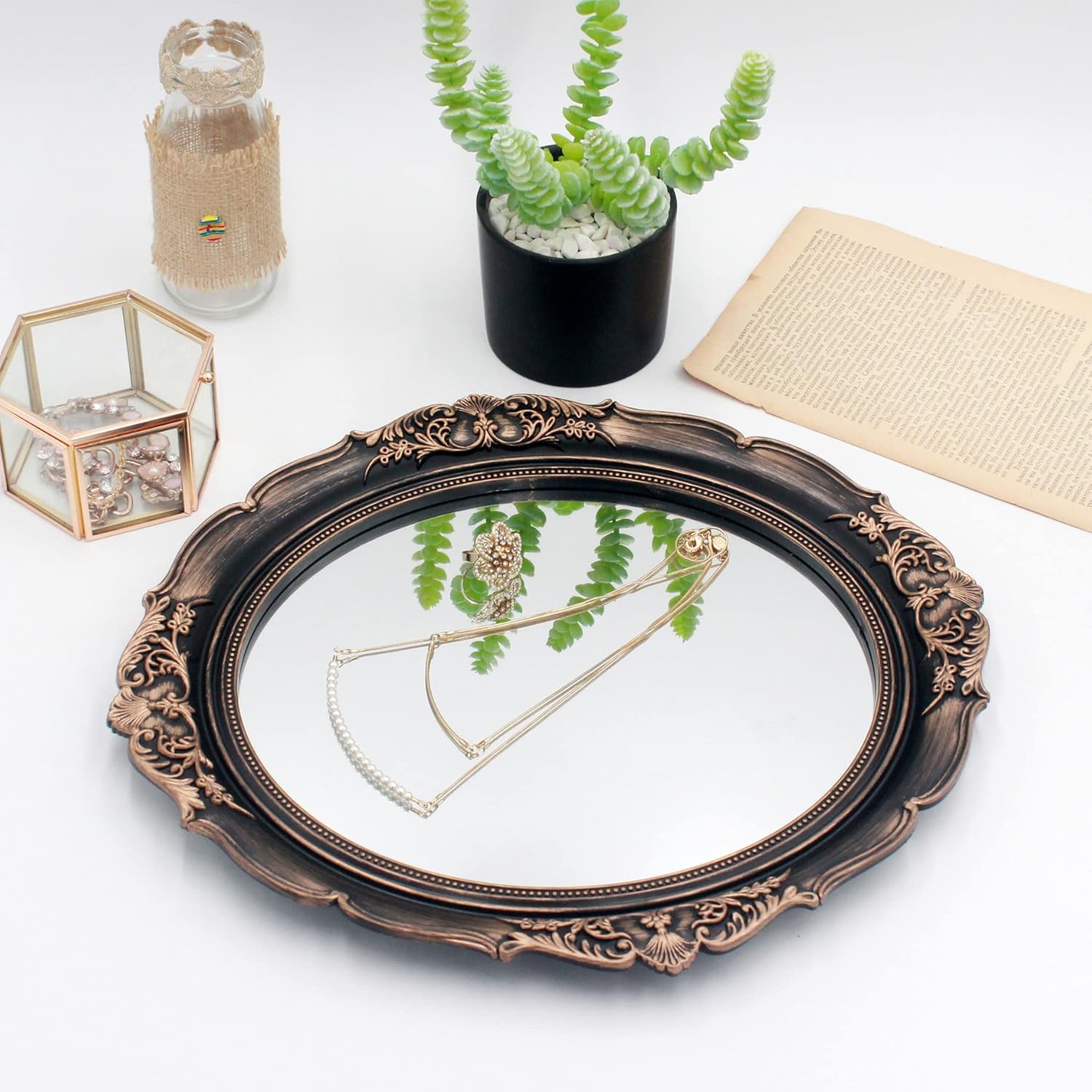 Oval Luxe Blue Wall Mirror — 8" - View 3