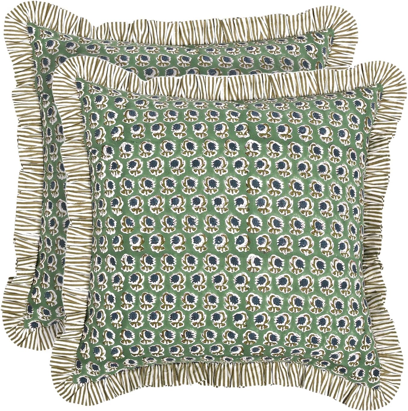 Blue Throw Pillow Cover — 18" — Basil Green