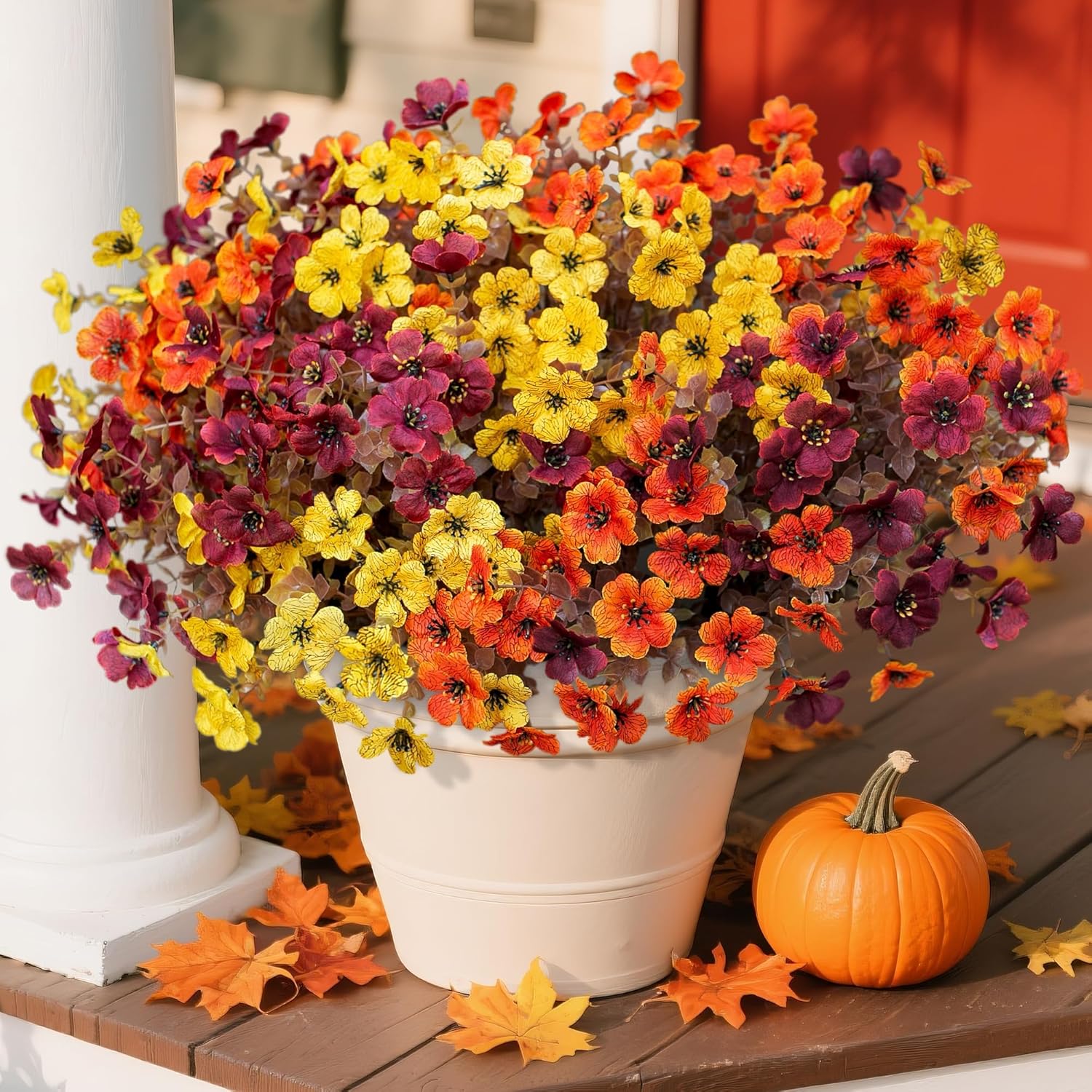 Pink Artificial Flowers — Orange Yellow Brownish-red