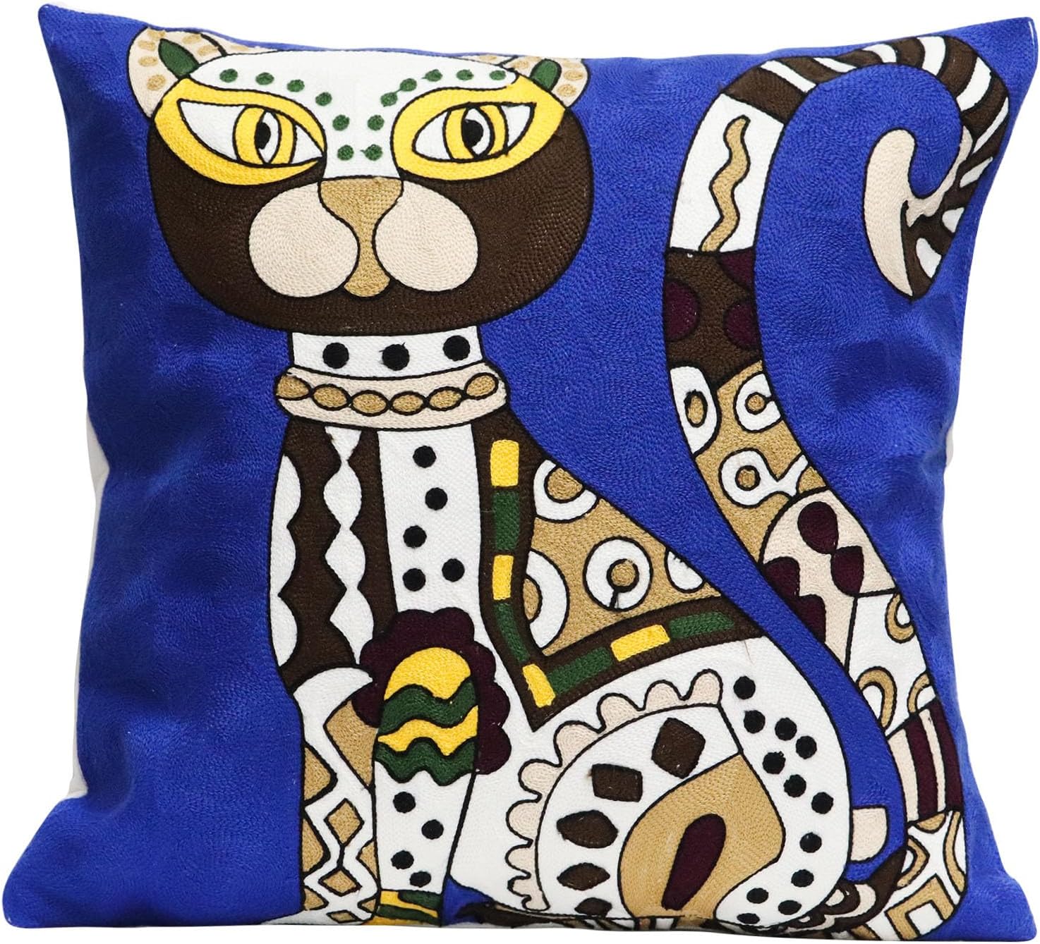 Blue Throw Pillow Cover — 18" — Blue Cat
