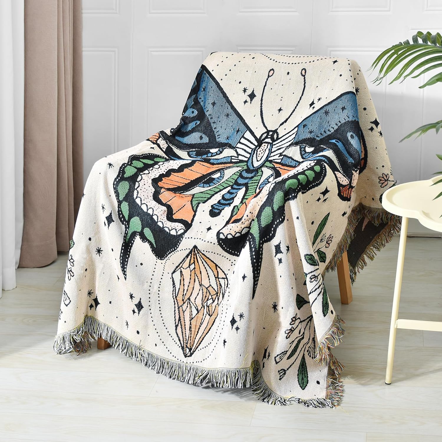Boho Black Wall Art — 50" — Month Moth White