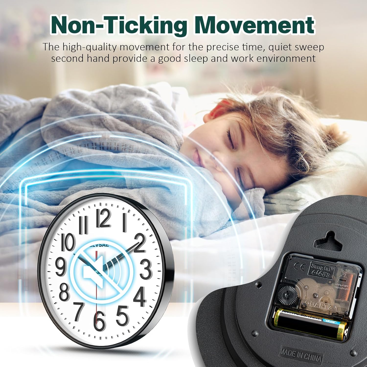 Battery Operated Wall Clock — 12" - View 4