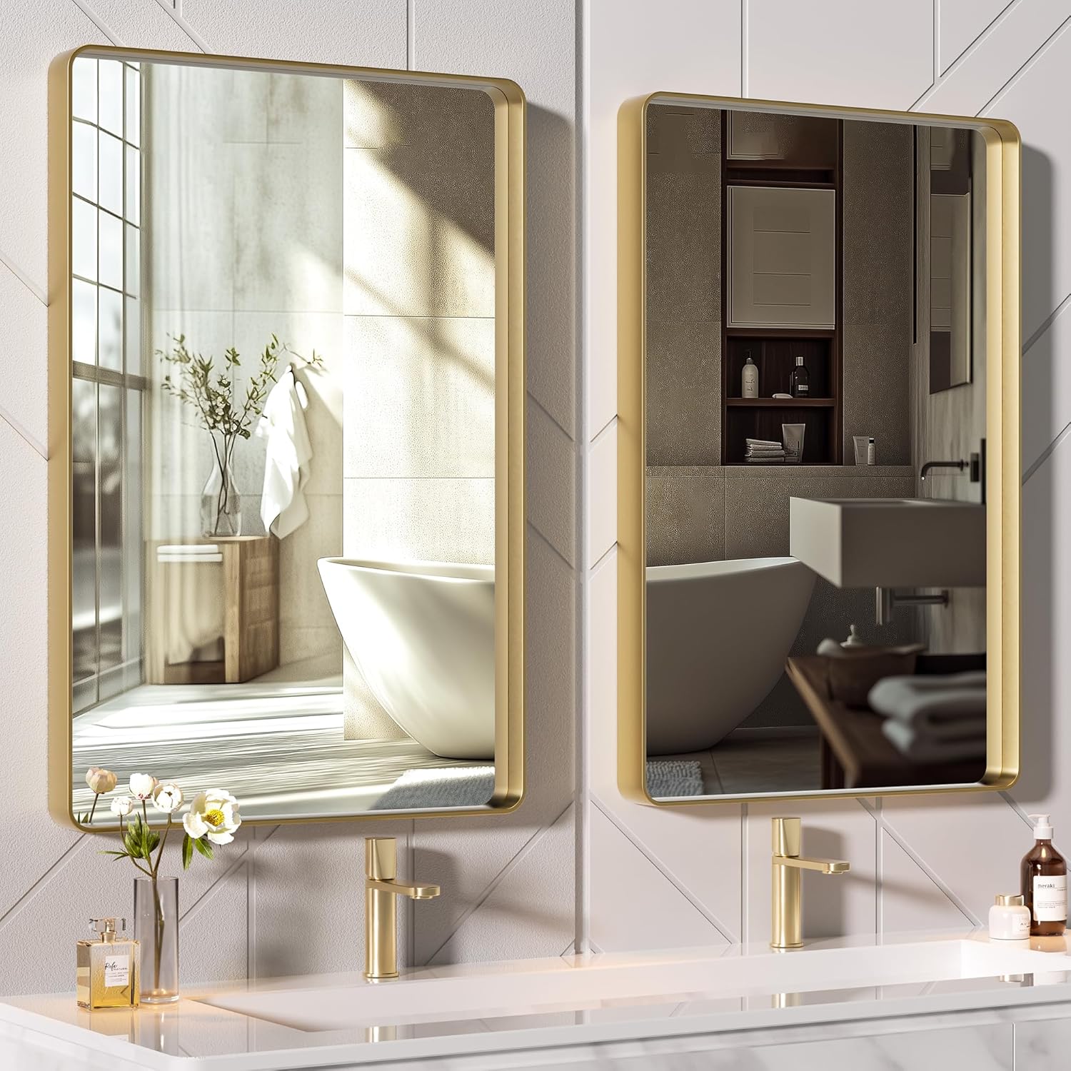 Black Vanity Mirror — 30" — Gold