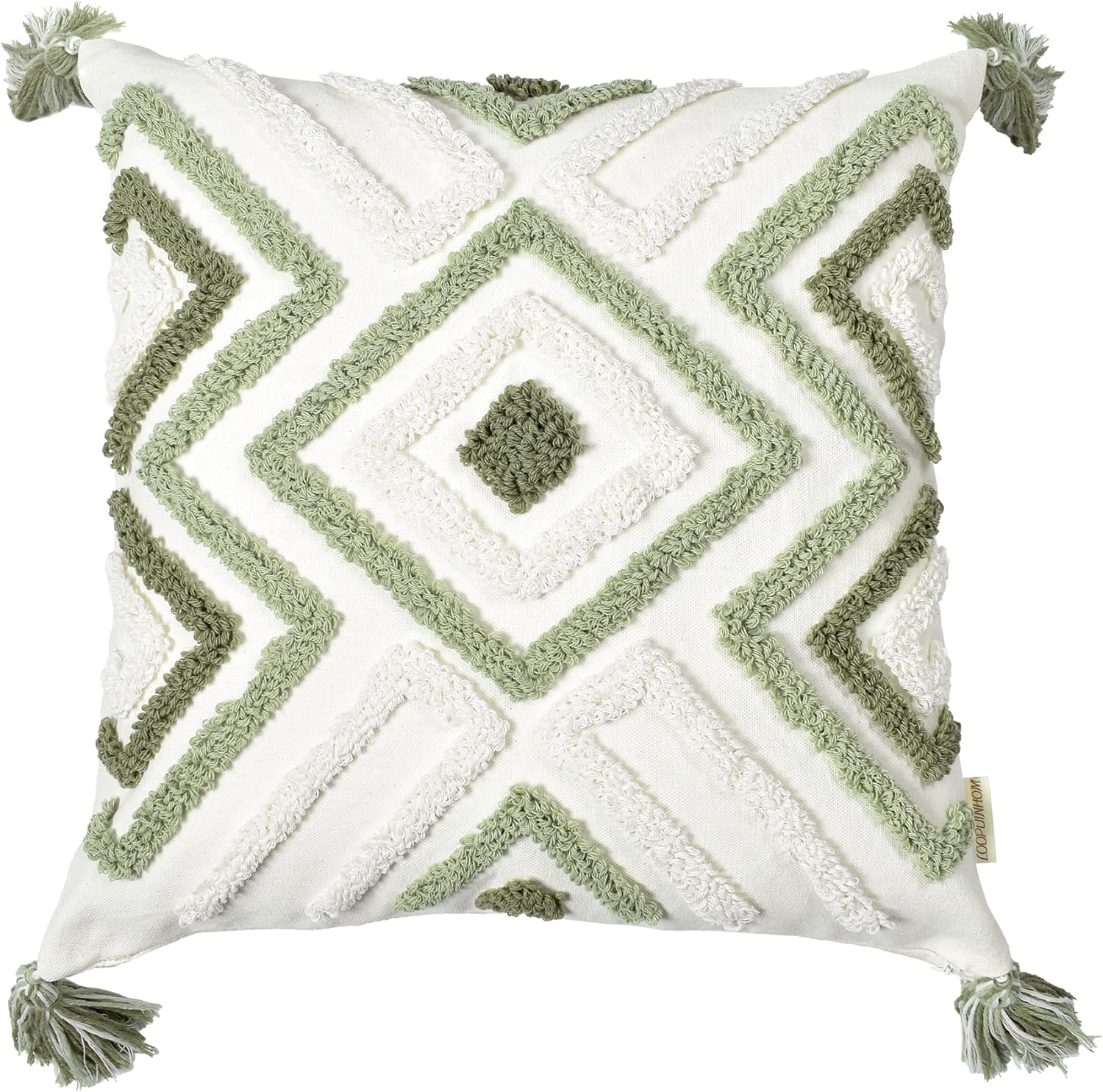 Tufted Boho Beige Throw Pillow Cover — 18" - View 5