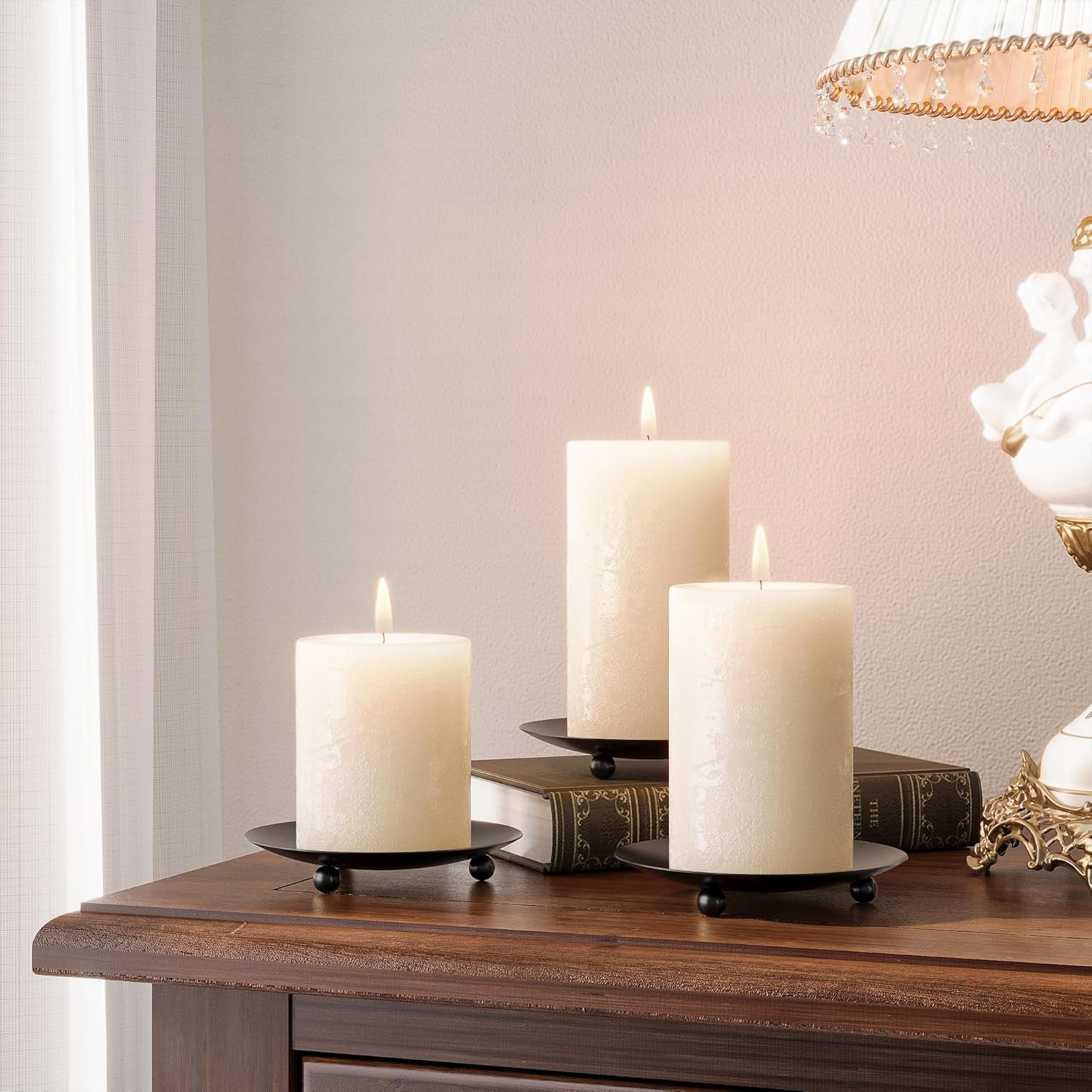 Black Pillar Candle — Set of 2 - View 6