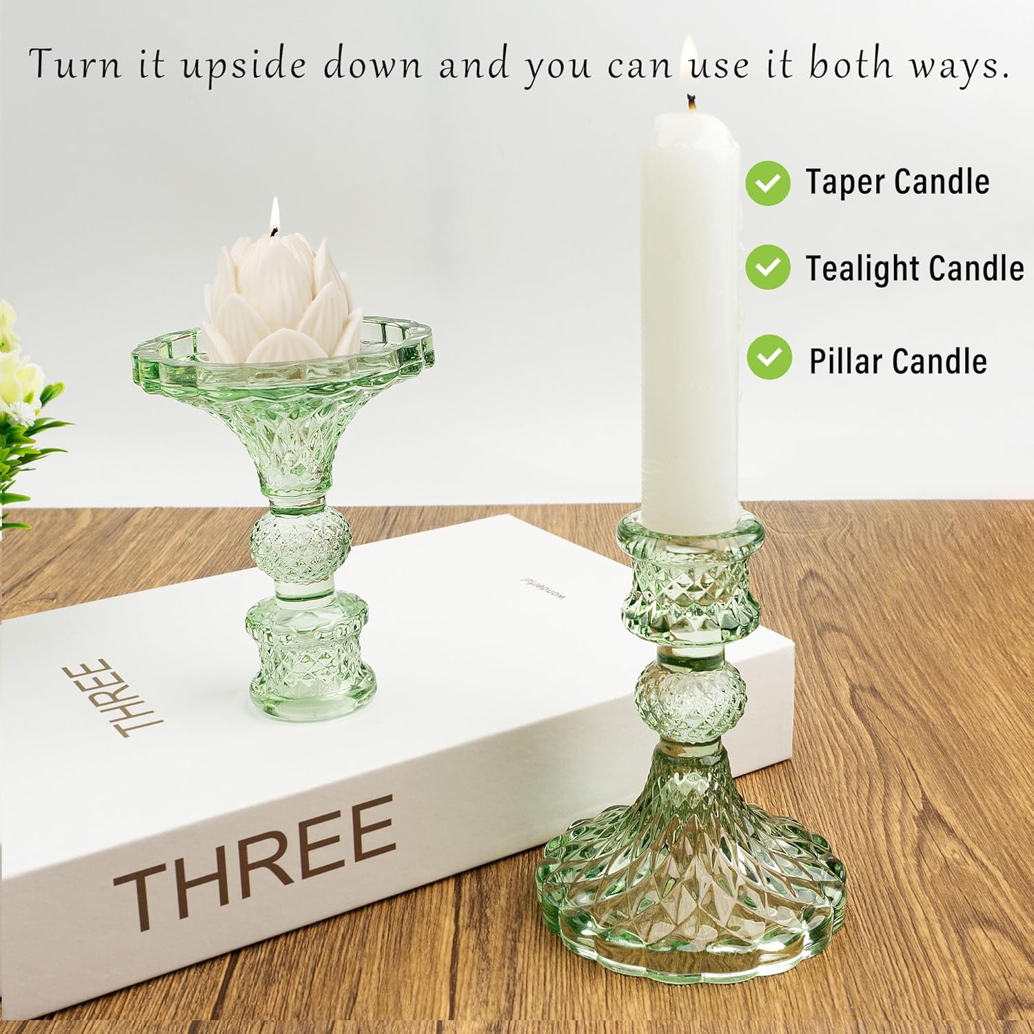 Green Pillar Candle - View 3