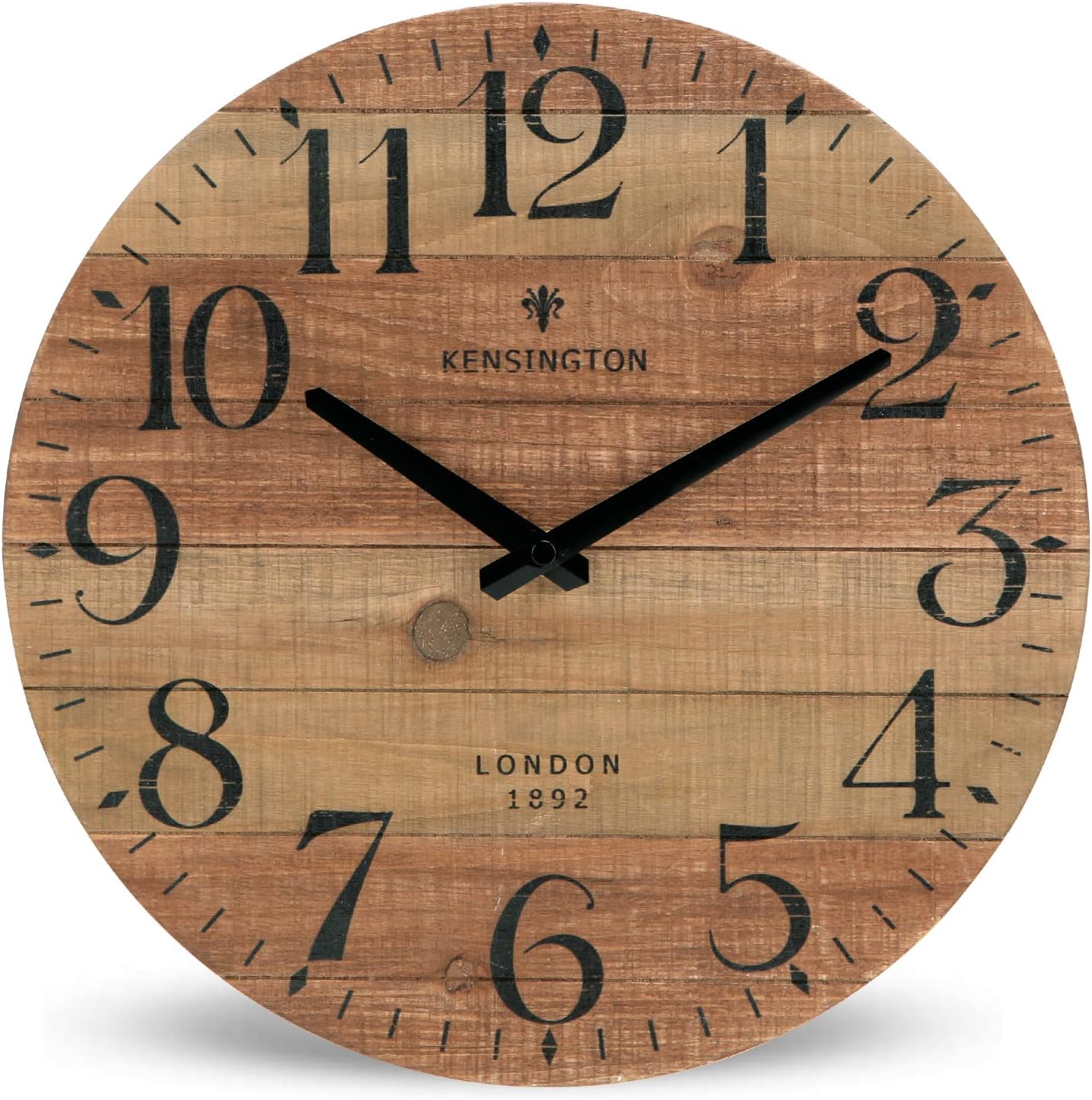Battery Operated Beige Wall Clock — 12" — Natural Wood