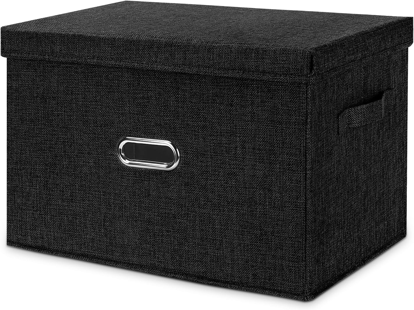 Linen Beige Storage Bin — Black