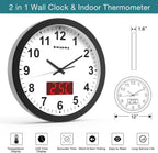 Adjustable Black Wall Clock — 12" - View 2
