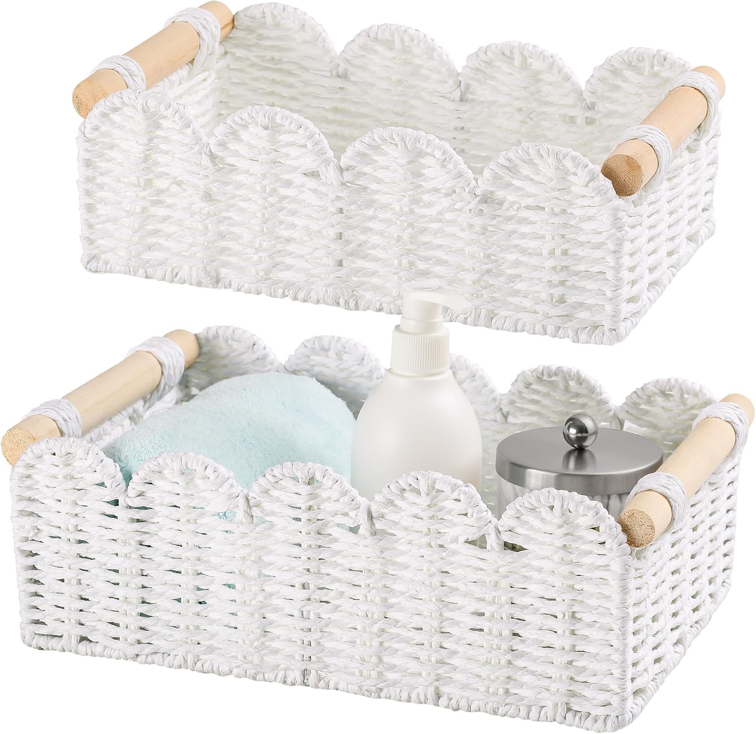 Beige Storage Basket — White