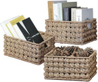 Rectangular Boho Beige Storage Basket — Set of 3 — Natural Seagrass