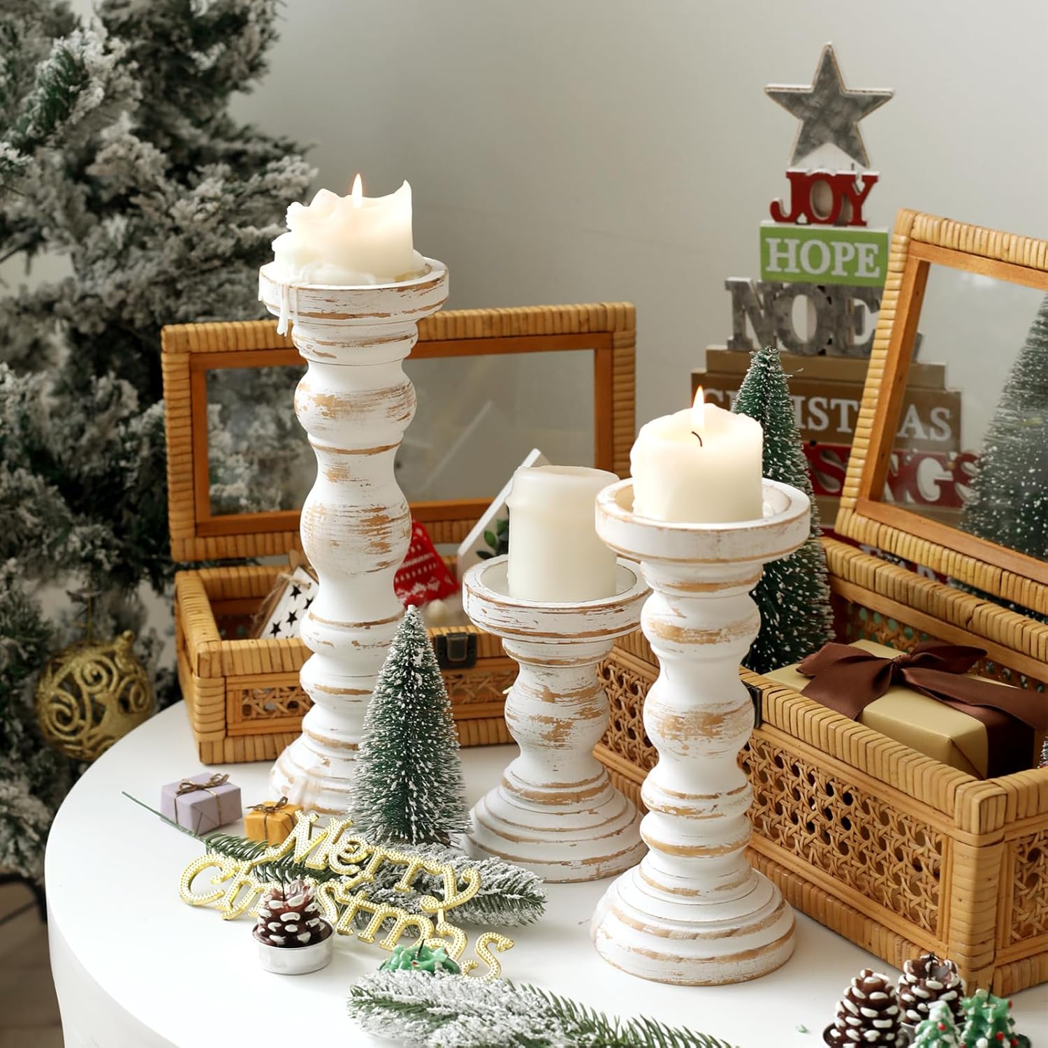 Farmhouse Black Pillar Candle — Set of 3 - View 6