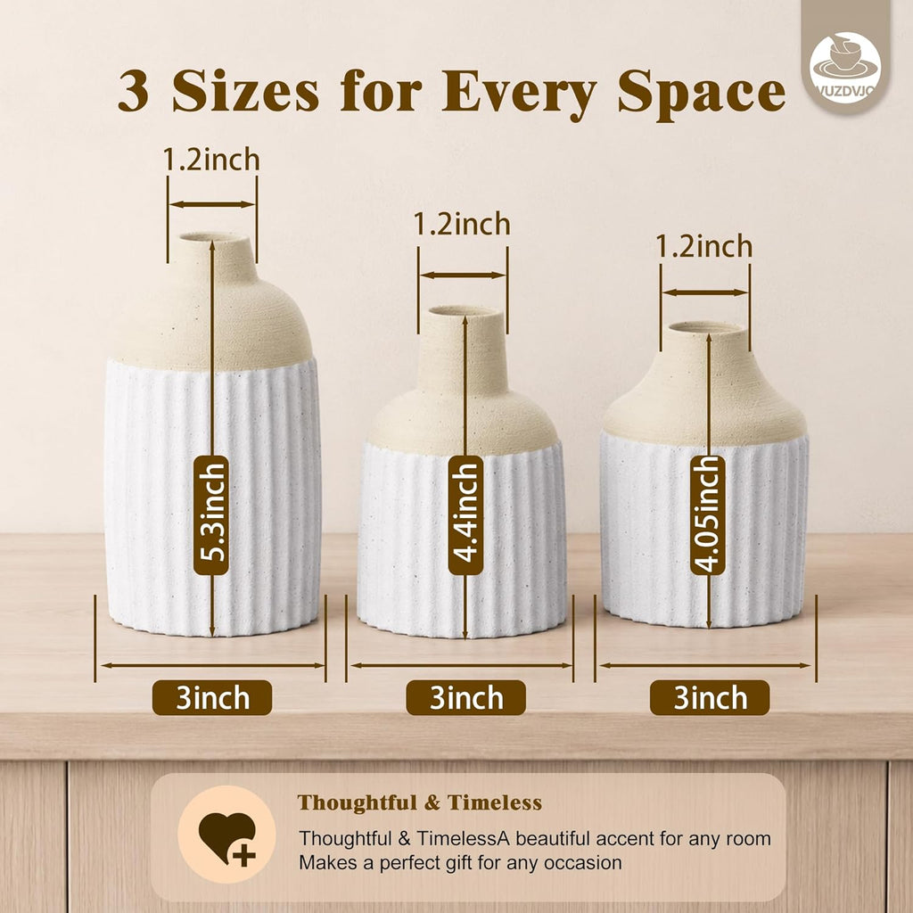 Boho Beige Decorative Vase — Set of 3 - View 3
