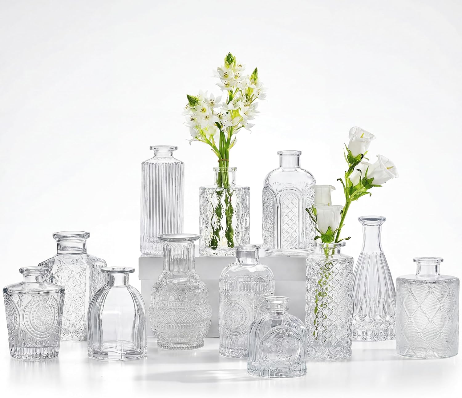 Vintage Blue Flower Vase — Clear