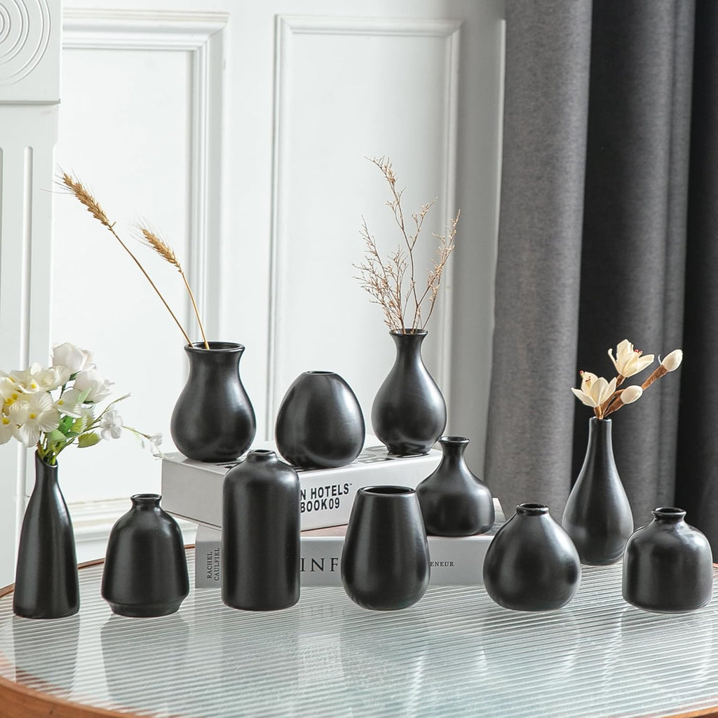 Boho Black Vase Set — Set of 11 — Black - 11 Pcs