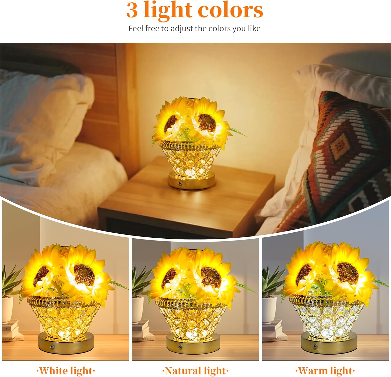 Cordless Luxe Glass Bedside Lamp - View 3