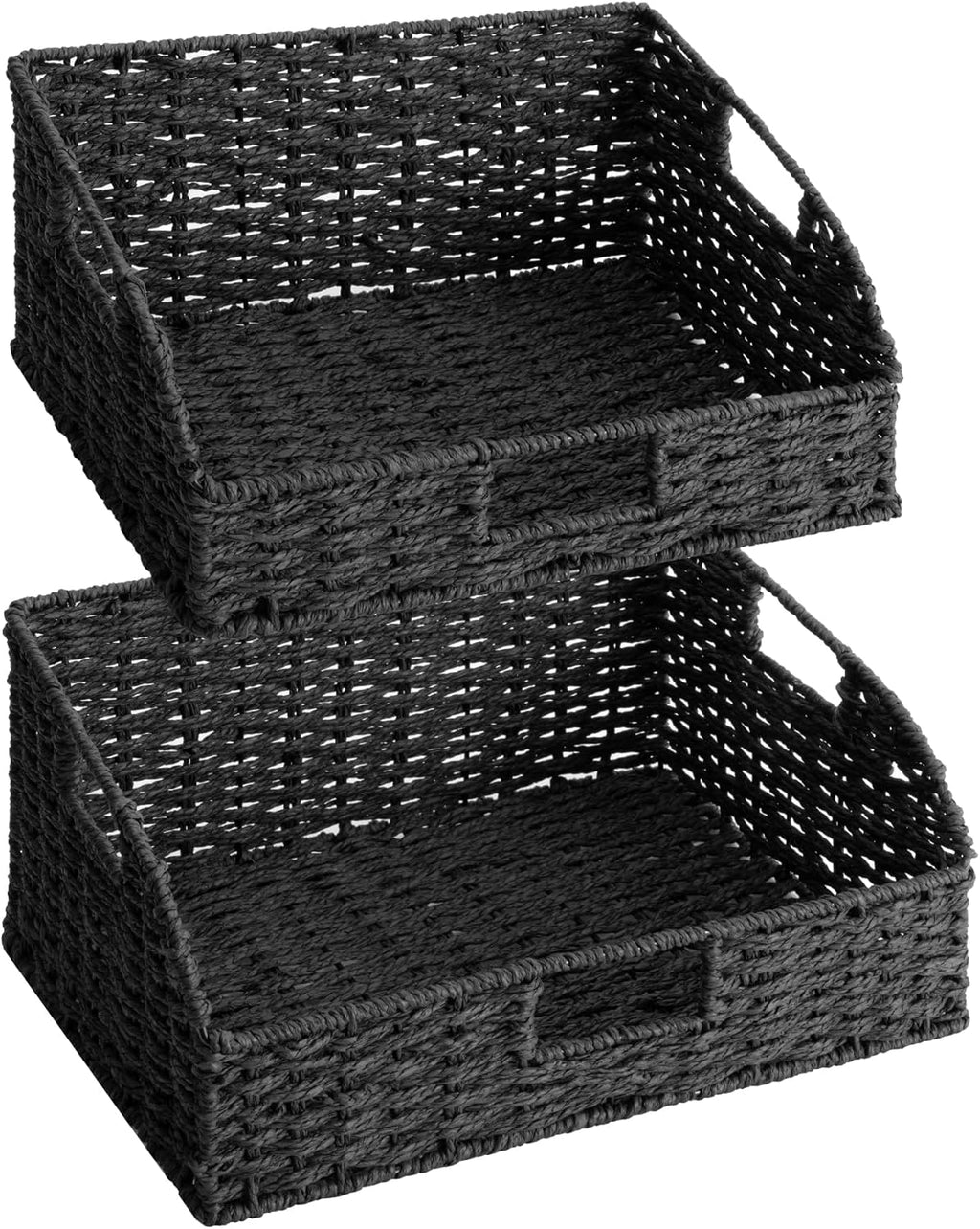 Handwoven Boho Beige Storage Basket — 10" — 15¾"L x 11"W x 7½"H + 14¼"L x 9¾"W x 6¾"H