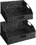 Handwoven Boho Beige Storage Basket — 10" — 15¾"L x 11"W x 7½"H + 14¼"L x 9¾"W x 6¾"H