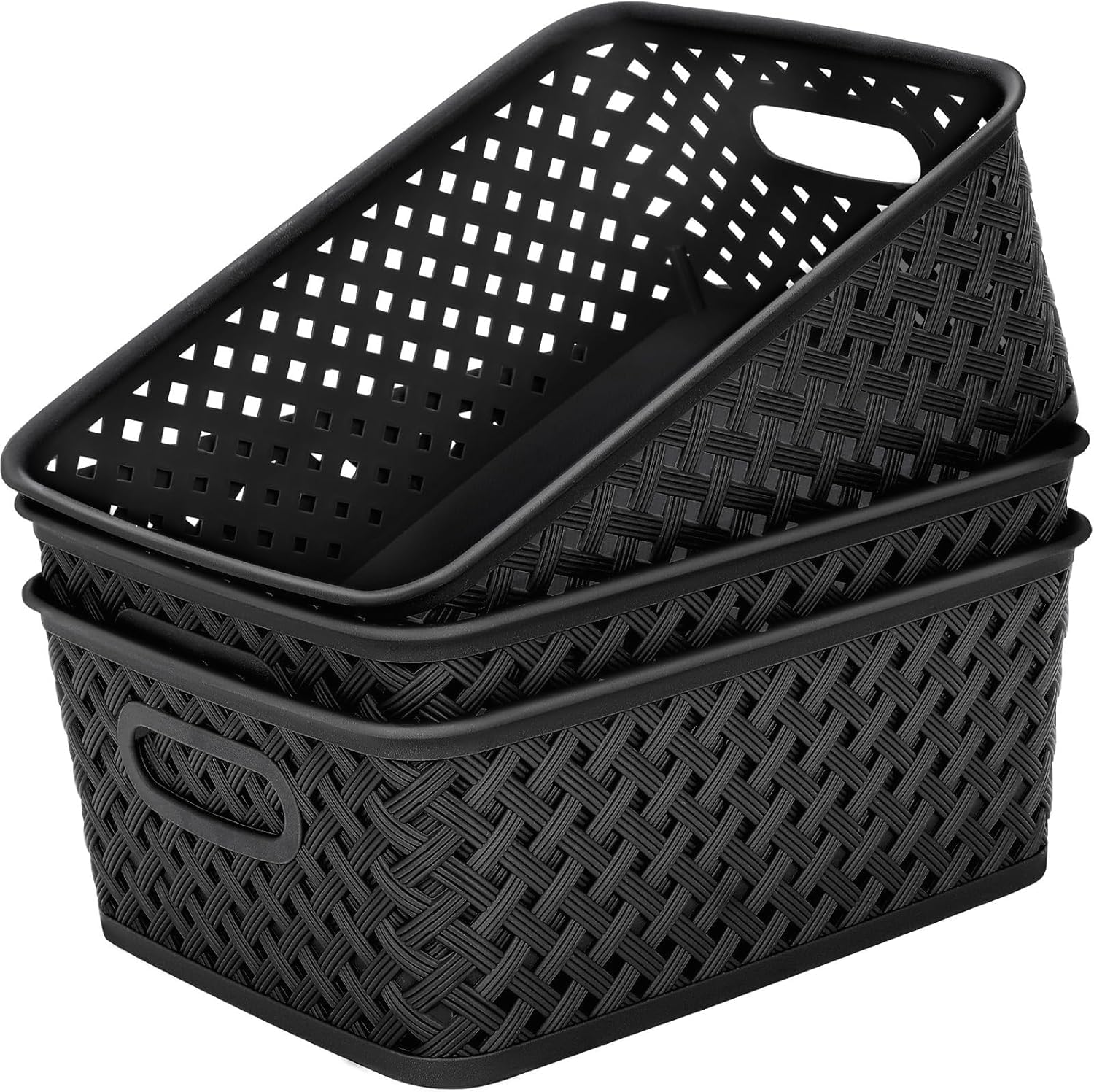 Boho Black Woven Basket — Large