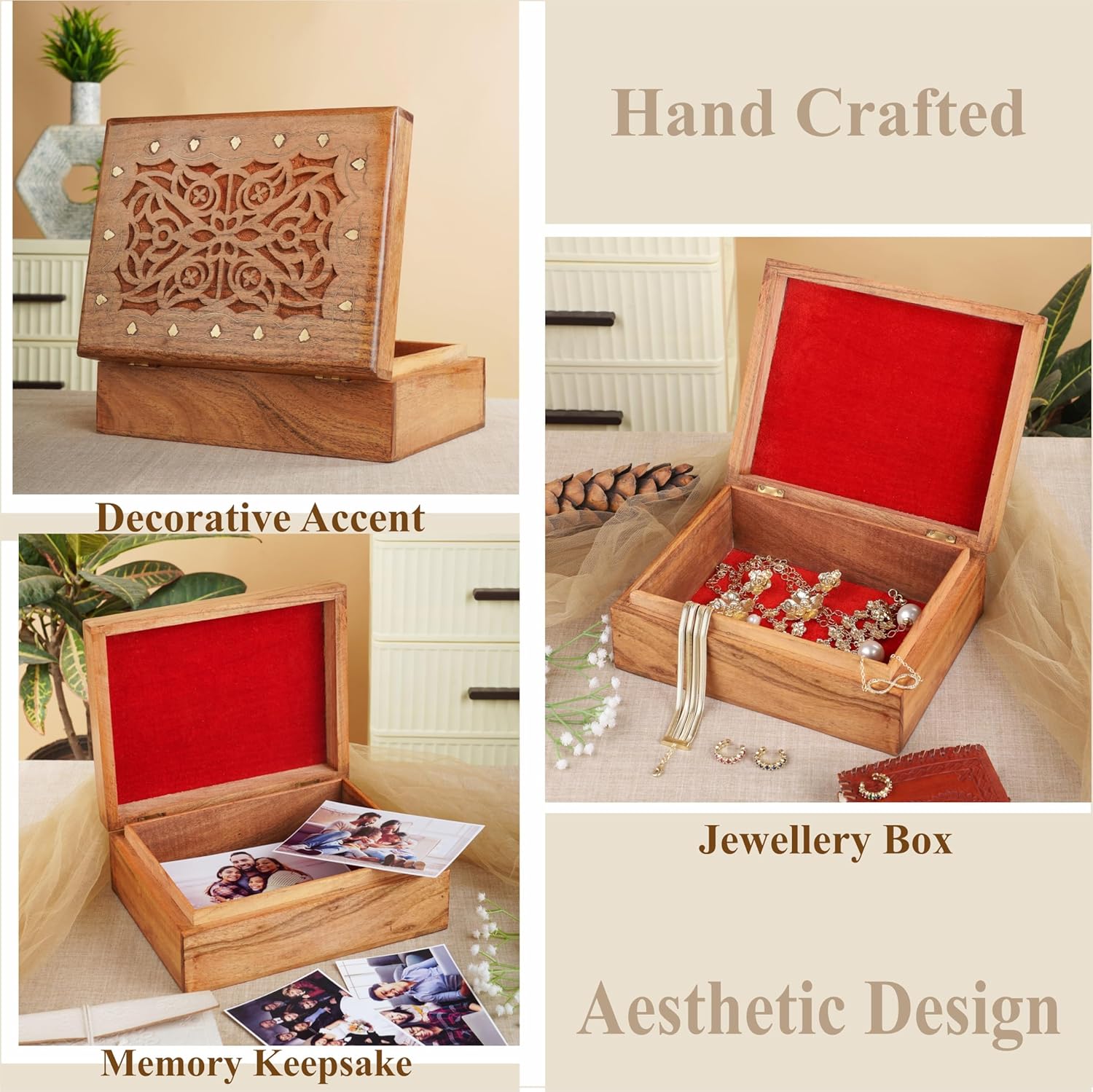 Handcrafted Wood Storage Basket — 7" - View 2