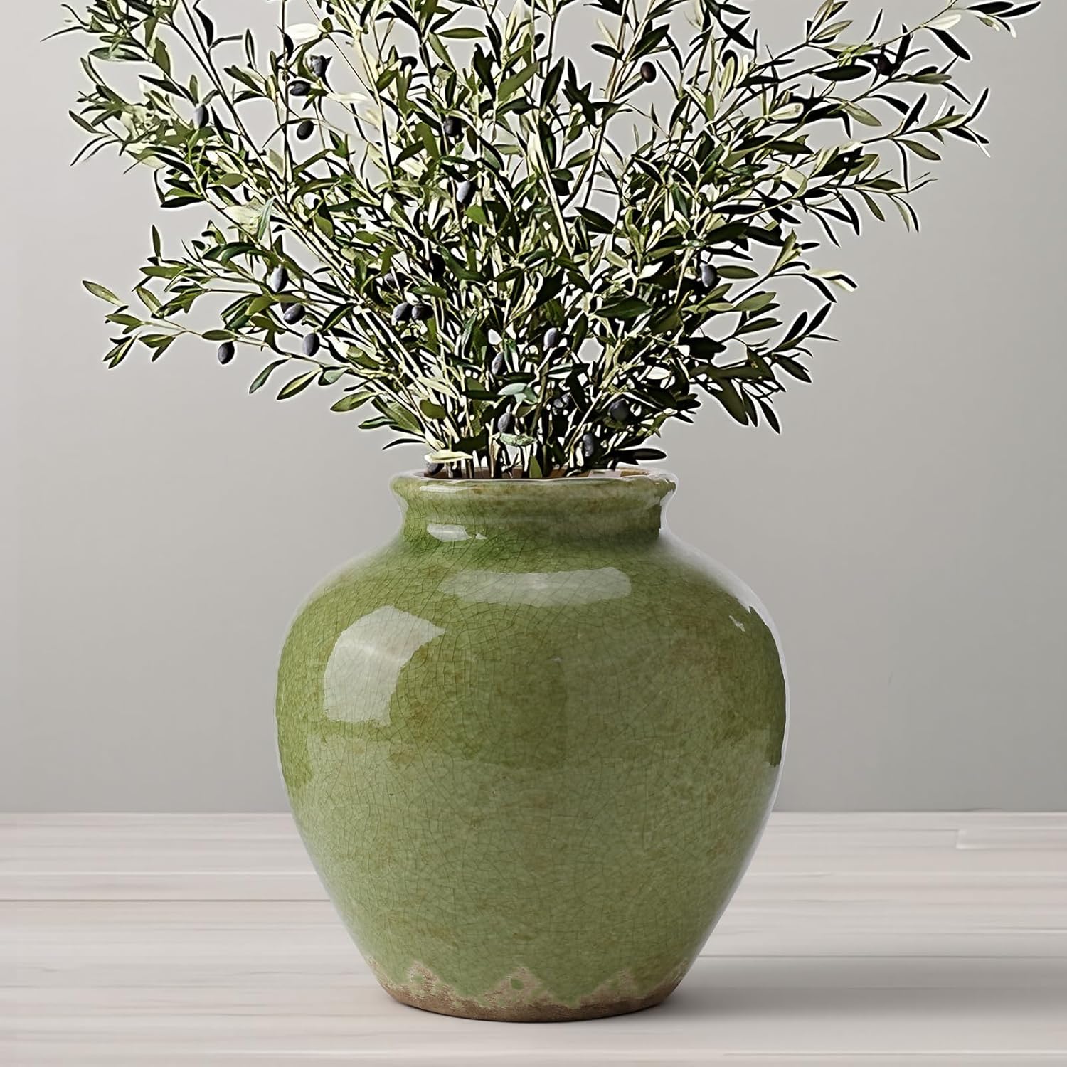 Vintage Boho Beige Flower Vase — 6.2" — 6.2"-green