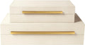 Modern Beige Storage Basket — Set of 2 — Beige-Gold Handle