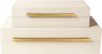 Modern Beige Storage Basket — Set of 2 — Beige-Gold Handle