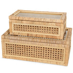 Handwoven Boho Glass Storage Bin — 15.55"