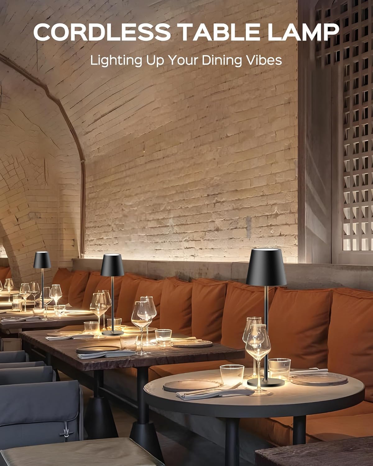 Cordless Black Table Lamp - View 2