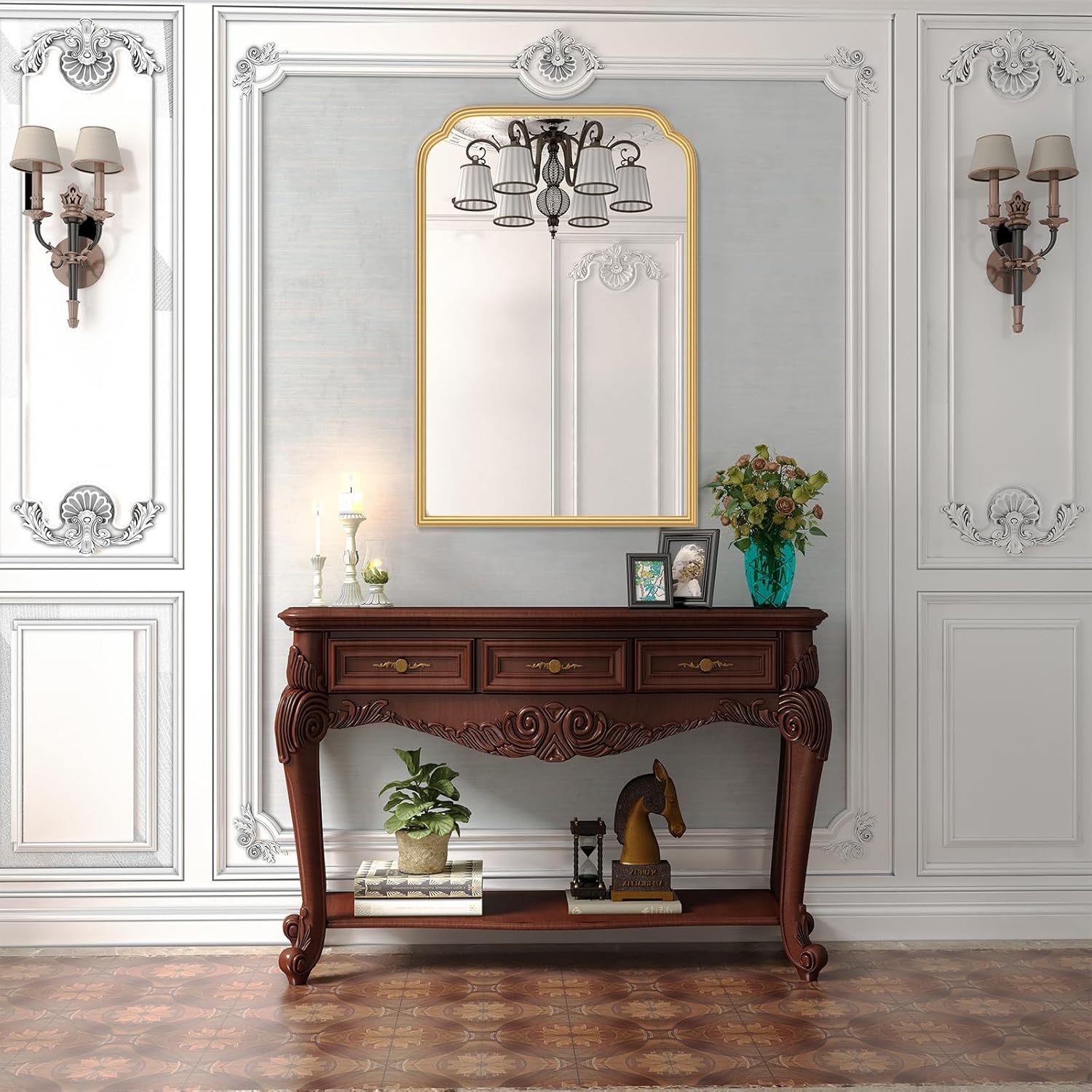 Framed Luxe Beige Vanity Mirror — 30" - View 3