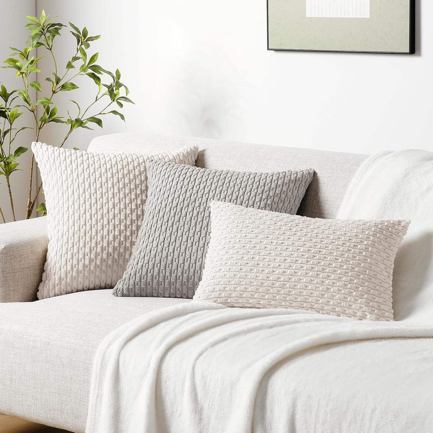 Boho Beige Throw Pillow Cover — 18" - View 6