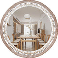 Boho Wood Round Mirror — 24" — 24"L x 24"W