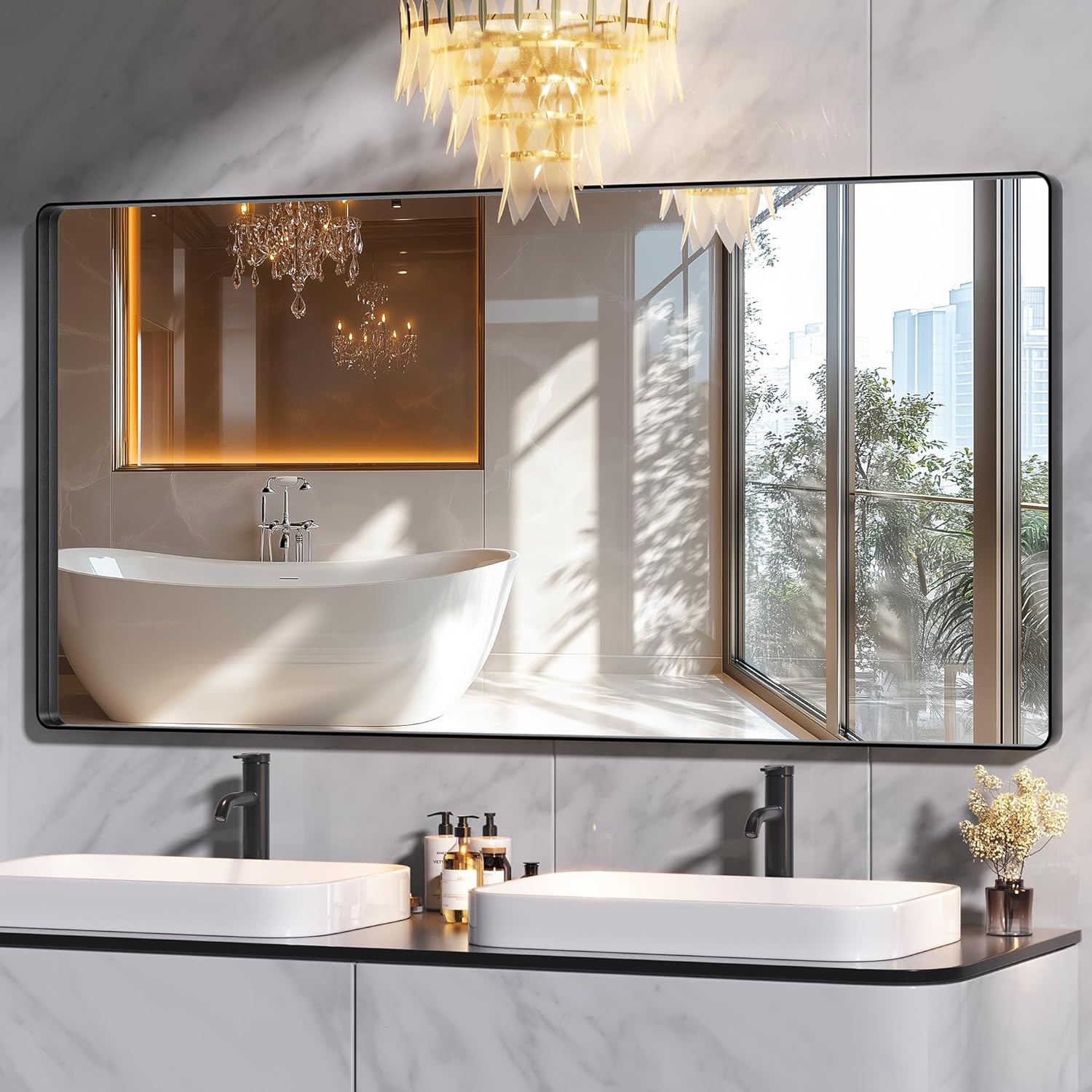 Black Vanity Mirror — 30" — Black