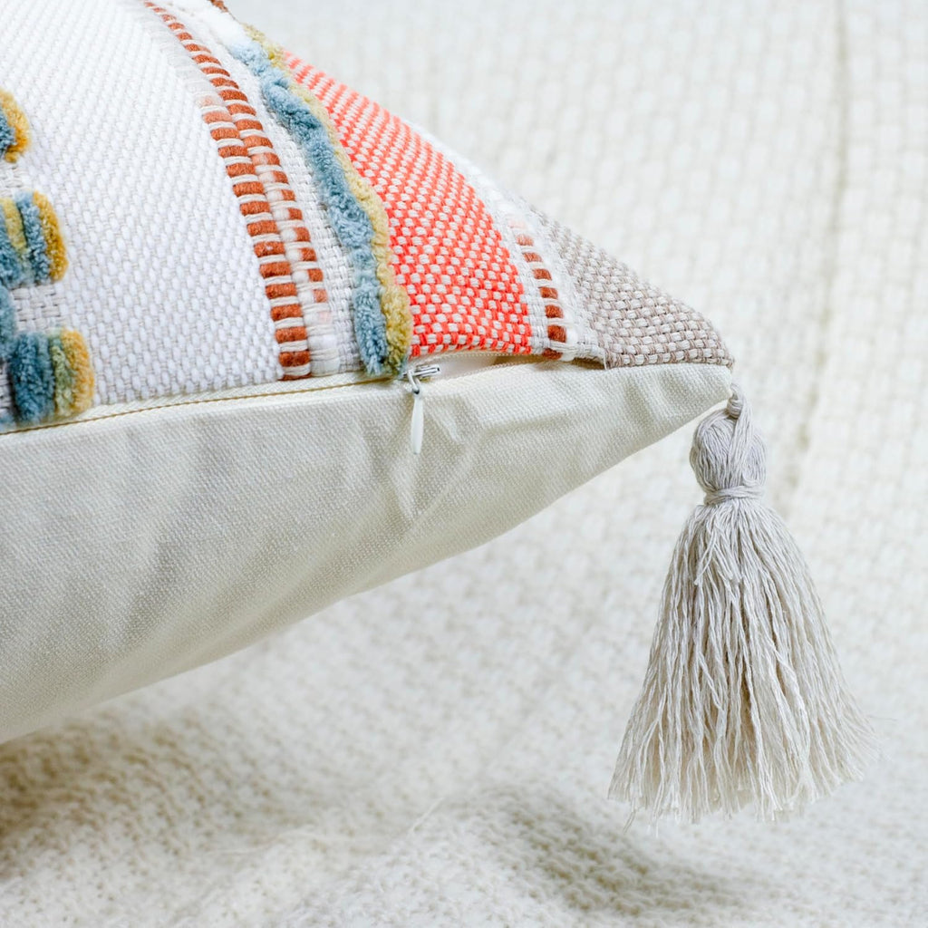 Chenille Boho Blue Throw Pillow Cover — 36" - View 4