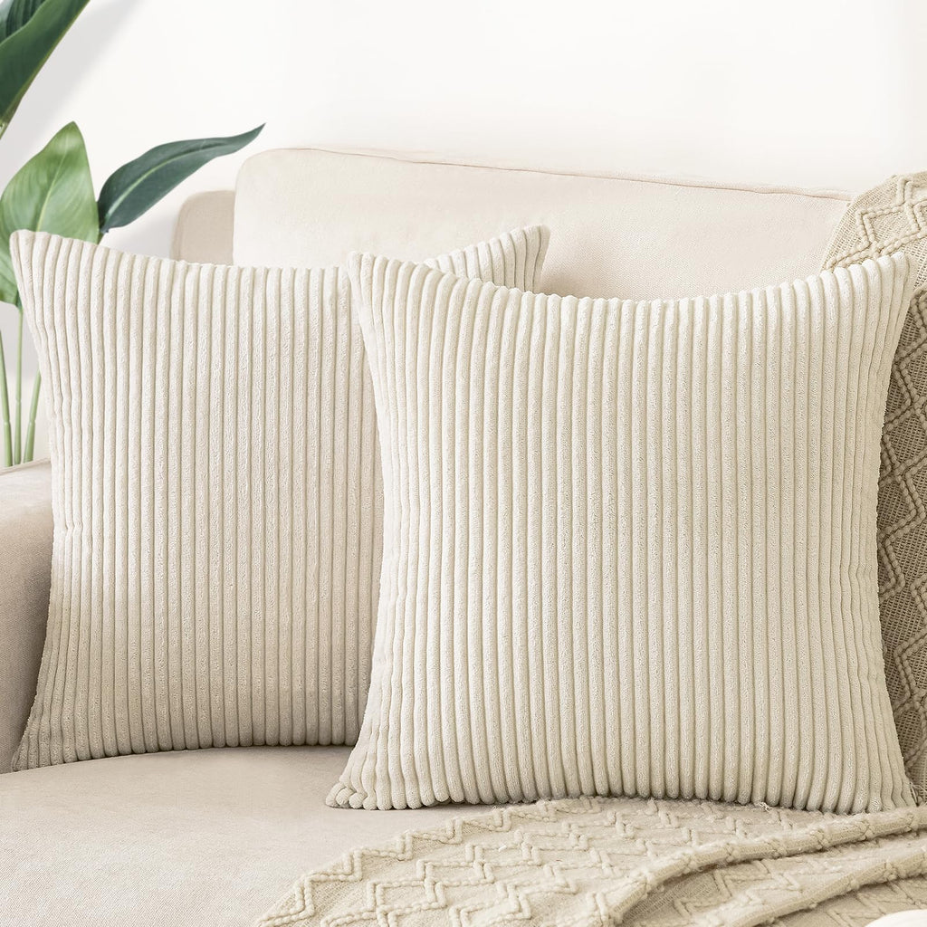 Boho Beige Throw Pillow Cover — 18"