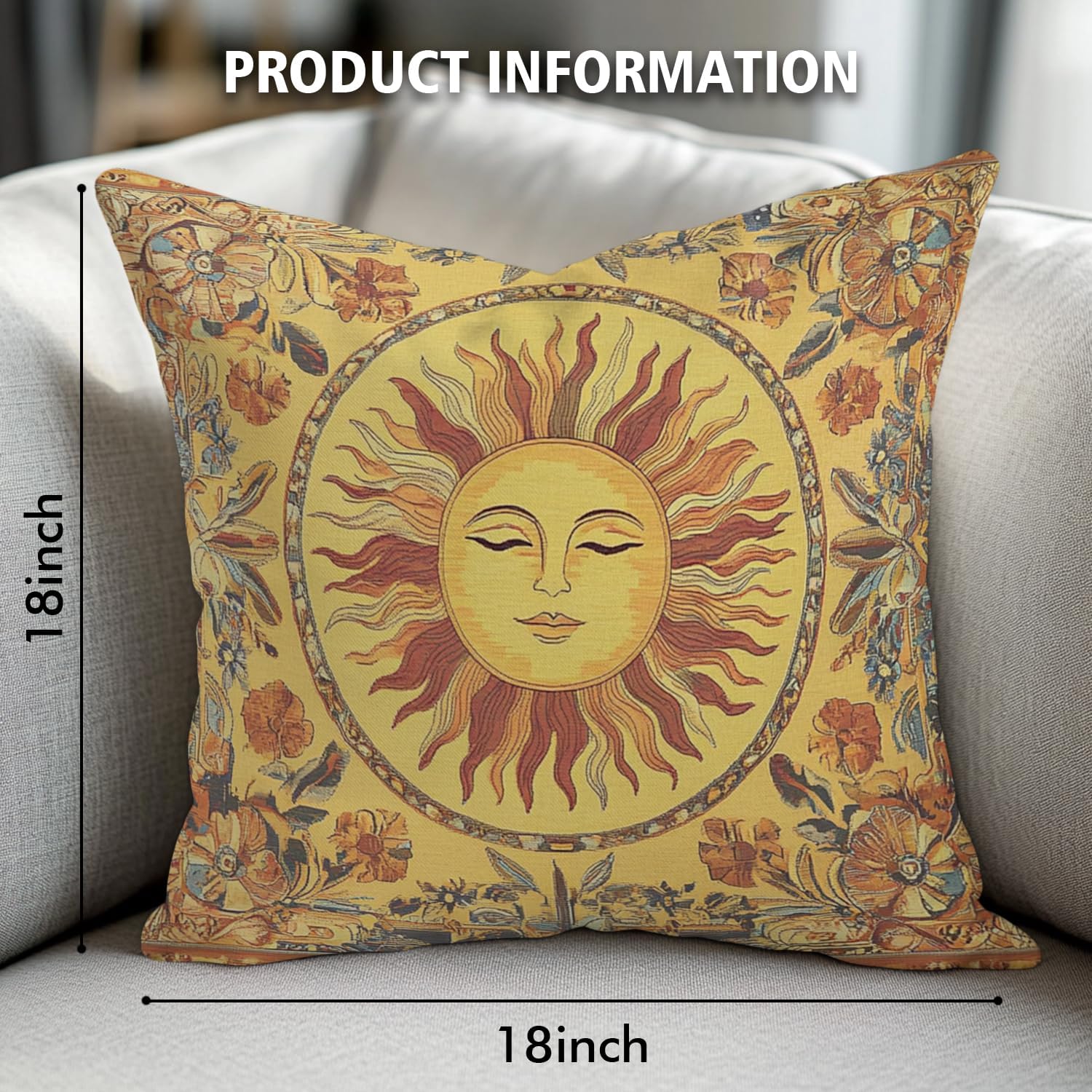 Vintage Boho Black Throw Pillow Cover — 18" - View 2