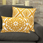 Embroidered Boho Beige Throw Pillow Cover — 12" - View 6