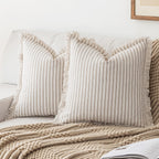 Boho Beige Throw Pillow Cover — 18"