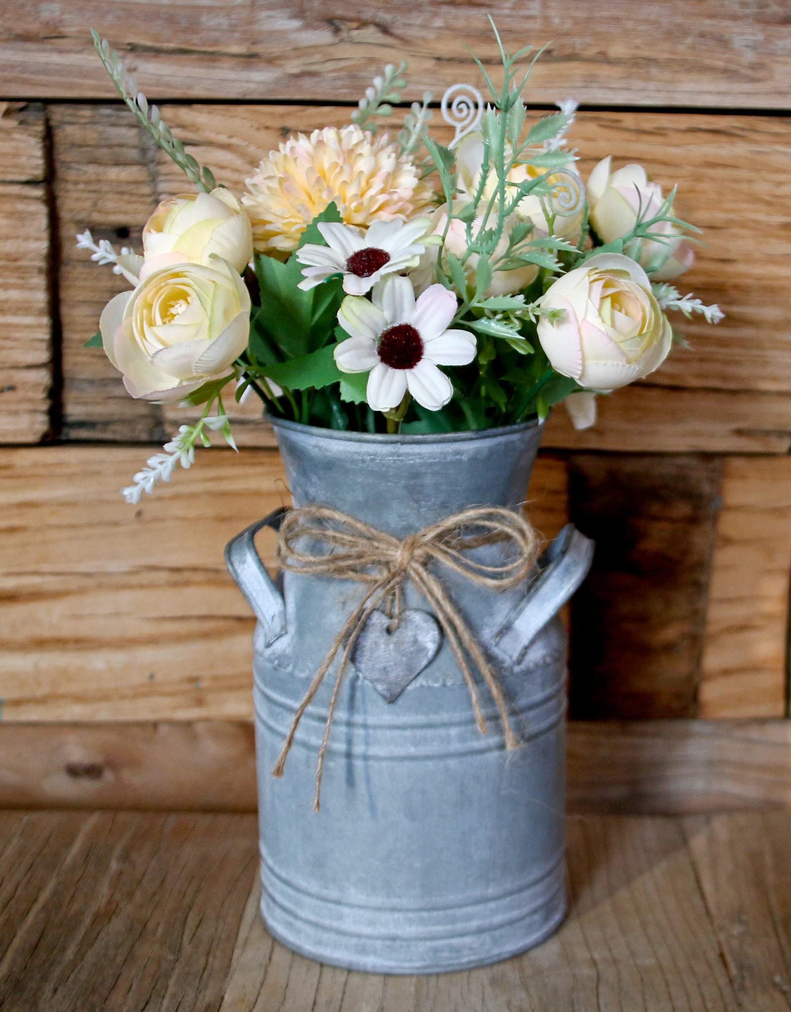 Vintage Farmhouse Metal Flower Vase — 7.2"