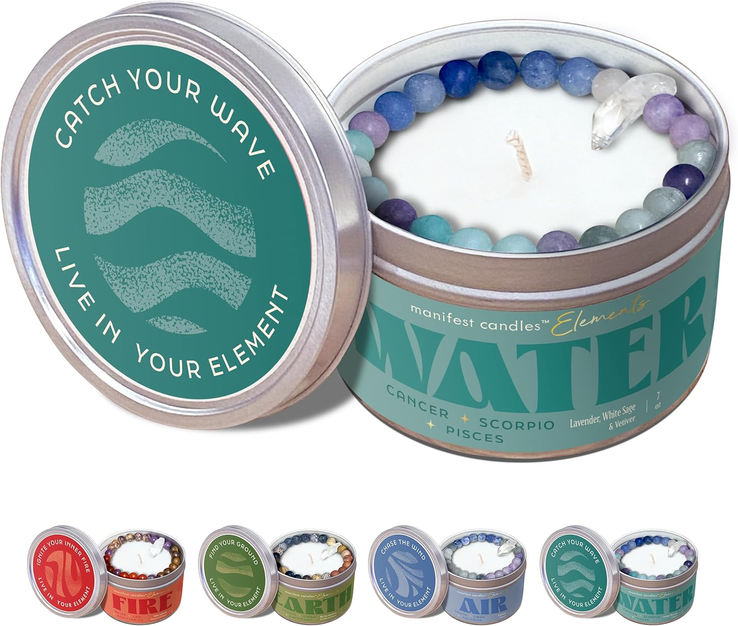 Soy Wax Green Candle Set — Water Tin