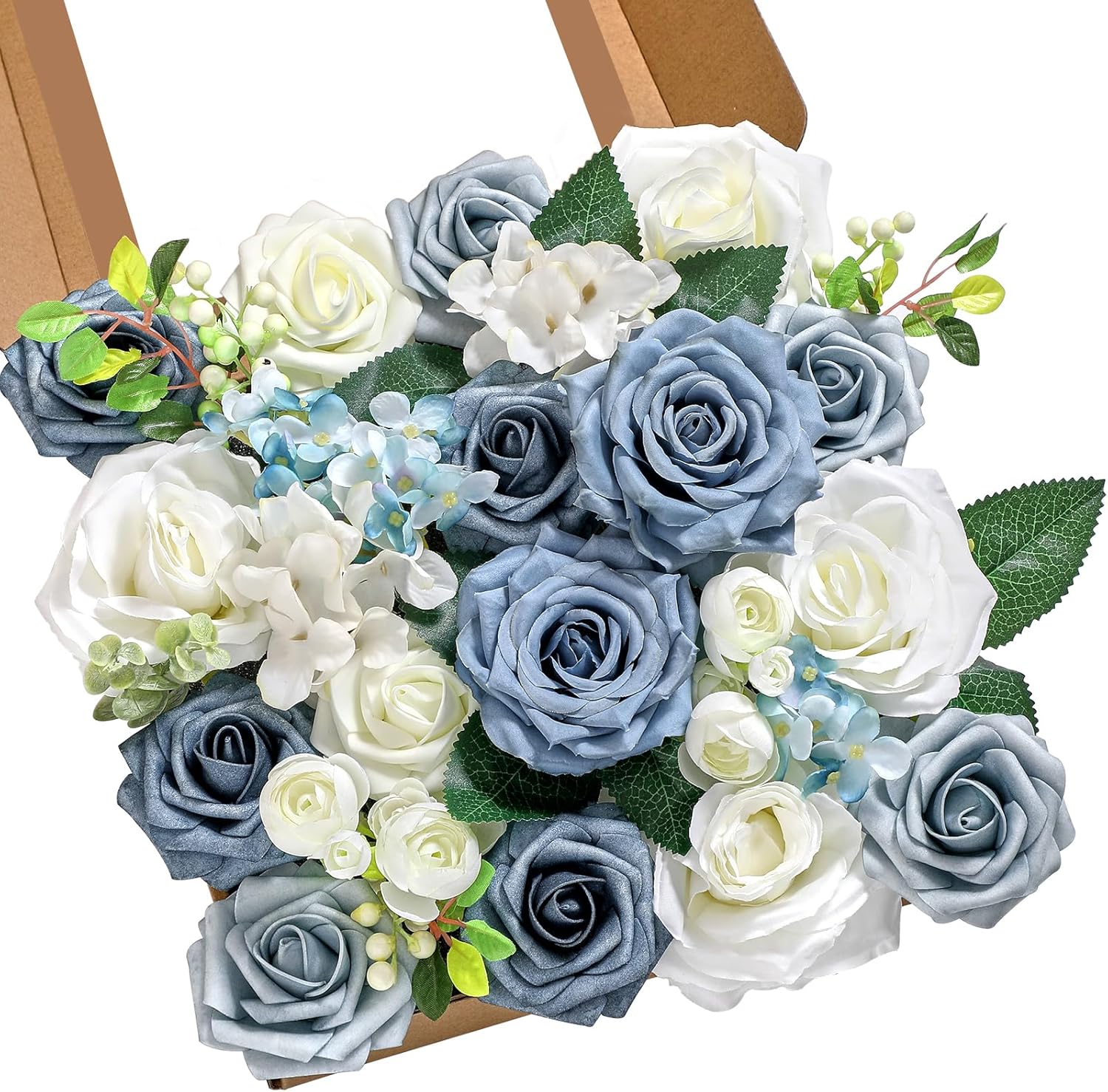 Black Artificial Flowers — A Blue & White